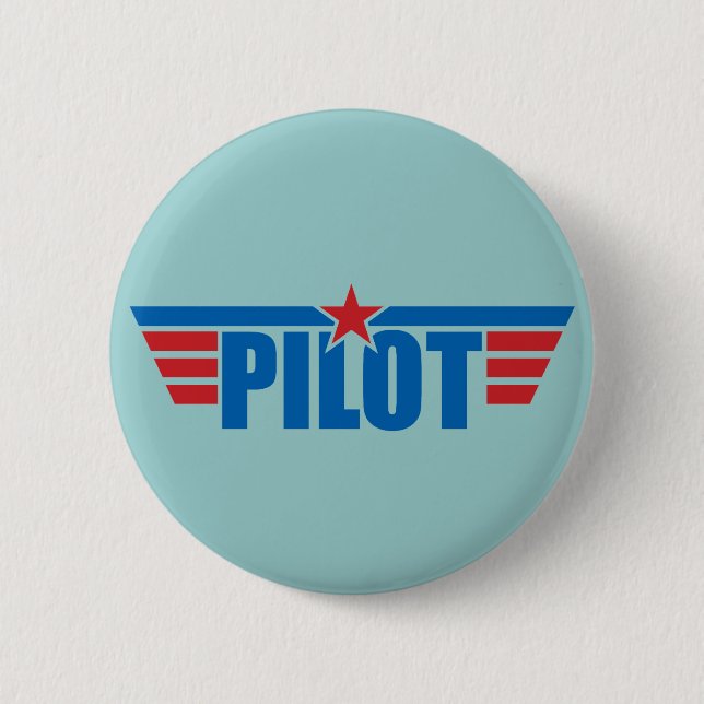 Pilot Wings Badge - Aviation 2 Inch Round Button (Front)