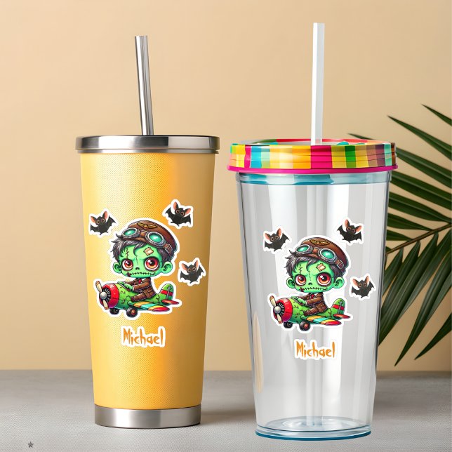 Pilot Zombie flying Airplane & Bat Funny Halloween (Creator Uploaded)