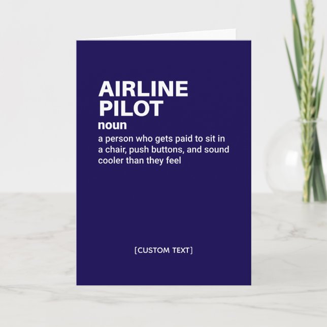 Pilote de ligne - Carte de définition amusante (Devant)