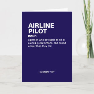 Pilote de ligne - Carte de définition amusante