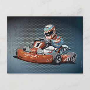 Pilote Go-Kart de course automobile de carte posta