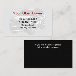 Pilote Uber Cartes de visite simples en gras