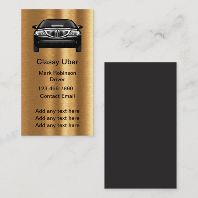 Pilote Uber Classé Cartes de visite de ton or (Devant / Derrière)