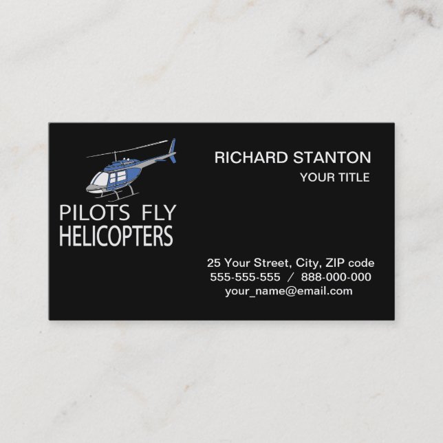 Pilots fly helicopters business card (Front)