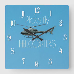 Pilots fly helicopters square wall clock