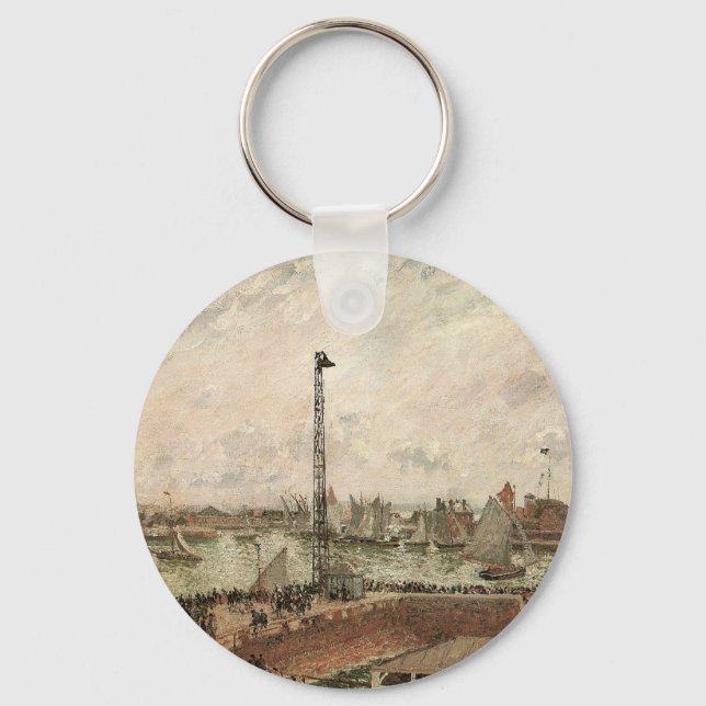 Pilot's Jetty, Le Havre, Misty by Camille Pissarro Keychain (Front)