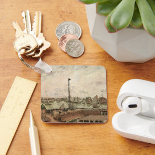 Pilot's Jetty, Le Havre, Misty by Camille Pissarro Keychain