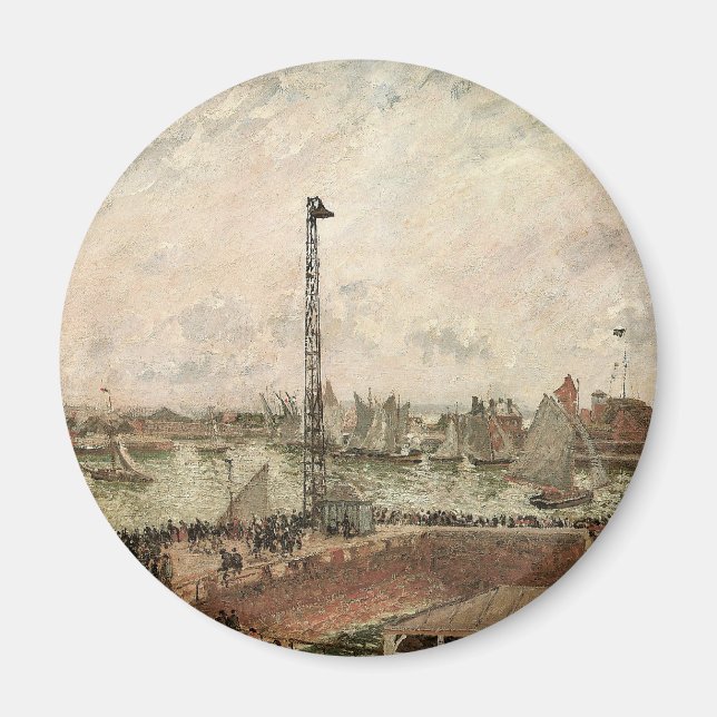 Pilot's Jetty, Le Havre, Misty by Camille Pissarro Magnet (Front)