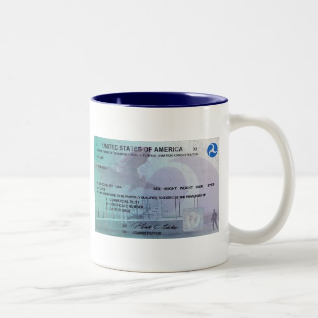 Pilots License Two-Tone Coffee Mug (Right)