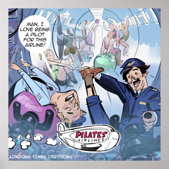 Pilots Pilates Airlines Funny Rick London Poster (Front)