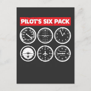 Pilot's Six Pack Flight Instruments Aviation Postcard