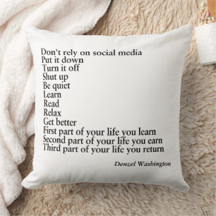 pilow quote gift, denzel washington QUOTE Throw Pillow