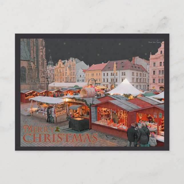Pilsen - Christmas Market Lights Holiday Postcard (Front)