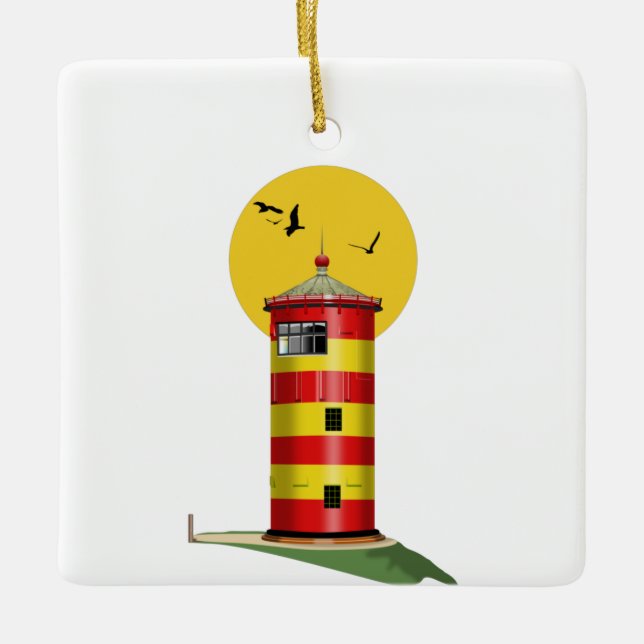 Pilsum Lighthouse Germany Ceramic Ornament (Front)