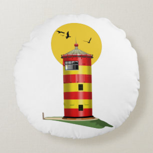 Pilsum Lighthouse Germany Round Pillow