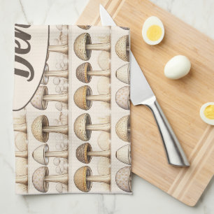 Pilze Muster braun, beige und grau Kitchen Towel