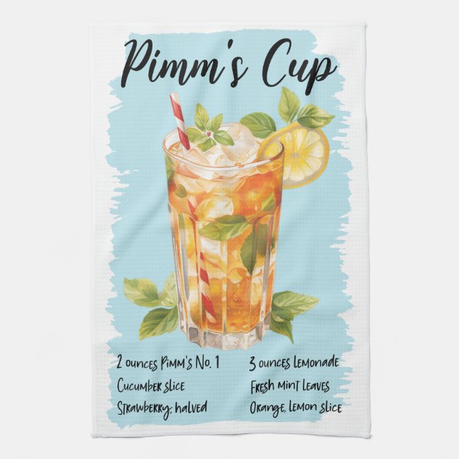 Pimm's Cup Cocktail Recipe Kitchen Towel (Vertical)