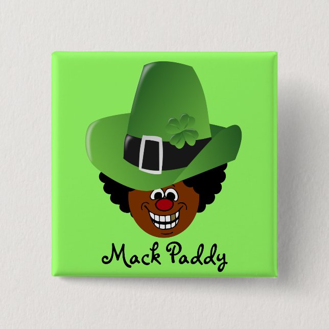 Pimped Out St. Patrick's Day Leprechaun 2 Inch Square Button (Front)