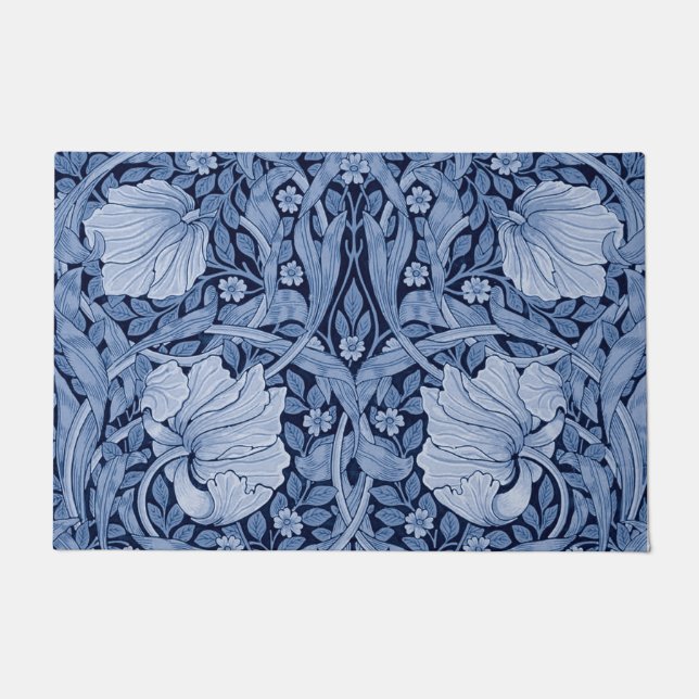 Pimpernel Blue Monotone, William Morris Doormat (Front)