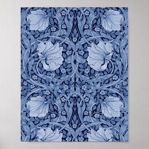 Pimpernel Blue Monotone, William Morris Poster