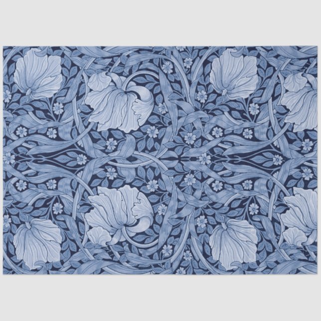 Pimpernel Blue Monotone, William Morris Tissue Paper (Front)