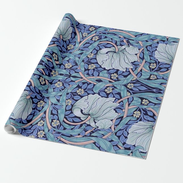 Pimpernel Blue, William Morris Wrapping Paper (Unrolled)