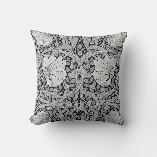 Pimpernel Grey Monotone, William Morris Throw Pillow (Front)