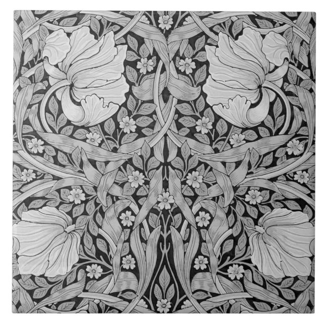 Pimpernel Grey Monotone, William Morris Tile (Front)