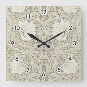 Pimpernel Ivory, William Morris Square Wall Clock