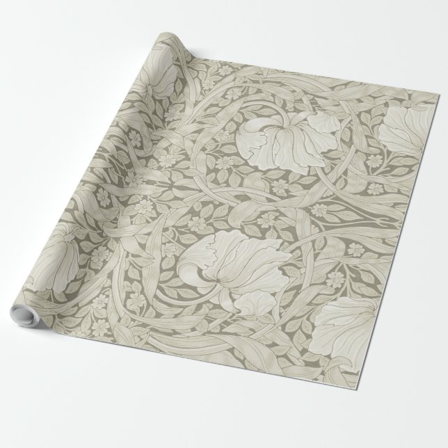 Pimpernel Ivory, William Morris Wrapping Paper (Unrolled)