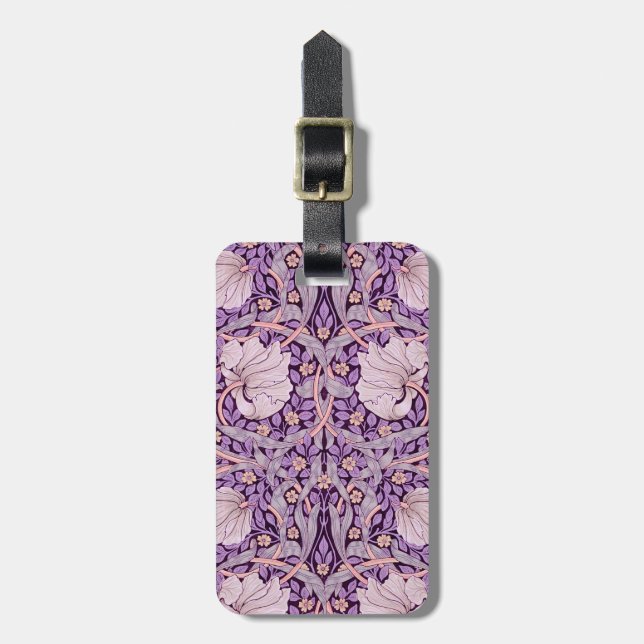 Pimpernel Purple, William Morris Luggage Tag (Front Vertical)