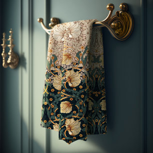 Pimpernel Teal & Gold William Morris Bath Towel Set