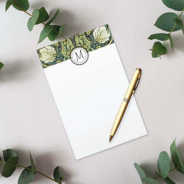 Pimpernel Yellow Flowers William Morris Monogram Stationery (Creator Uploaded)