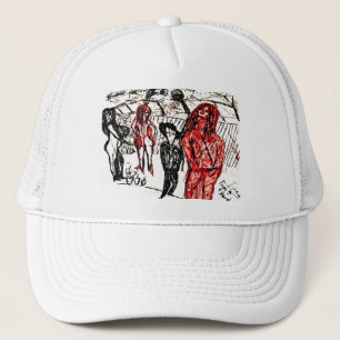 pimps up print trucker hat