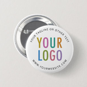 Pin Back Button with Logo Custom Round Badge White