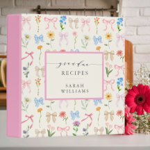 Pin Bow Floral Handwritten Grandma Cookbook