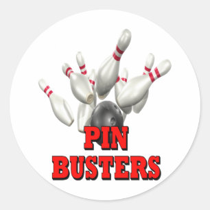Pin Busters Bowling Classic Round Sticker