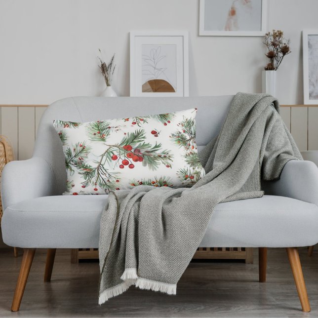 Pin de vacances & Berries rouges Coussin de fête d (Créateur téléchargé)