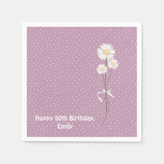 Pin dot design with daisy bouquet napkin (Front)