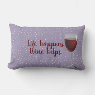 pin dot pattern with red wine glass lumbar pillow