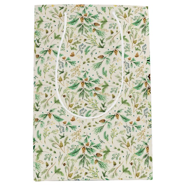 Pin Juniper d'hiver sur le sac cadeau blanc off (Devant)