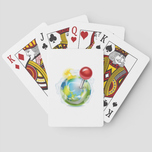 Pin On A Globe Playing Cards (Back)