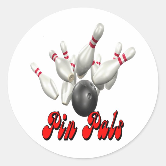 Pin Pals bowling Classic Round Sticker (Front)