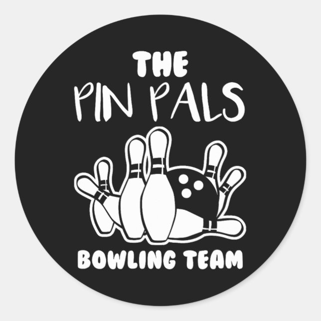 Pin Pals Team Bowling  Classic Round Sticker (Front)