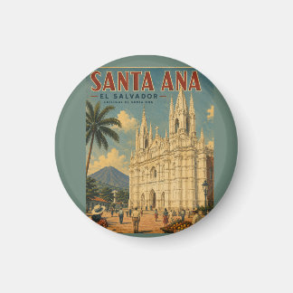 Pin Santa Ana, El Salvador Retro poster Magnet