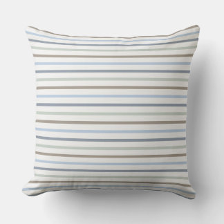 Pin Stripe Blues and Browns Boho Throw Pillow