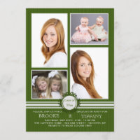 Pin Stripe Four Photo Graduation Invitation