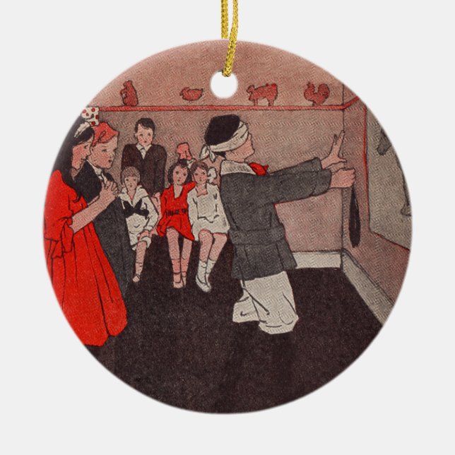 Pin the tail Donkey Ceramic Ornament (Front)