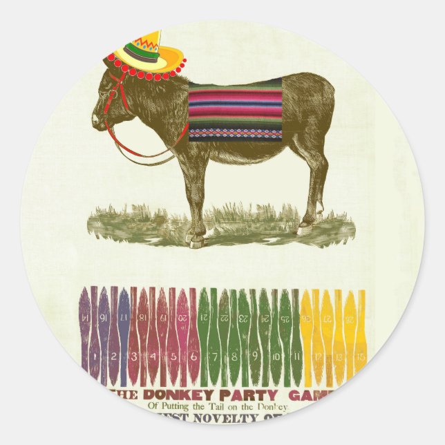 Pin the tail on the Donkey Classic Round Sticker (Front)