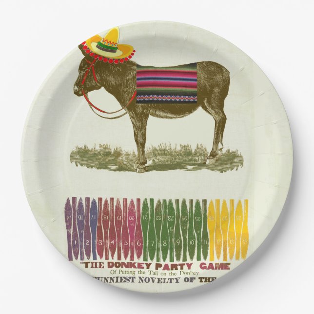 Pin the tail on the Donkey Paper Plate (Front)